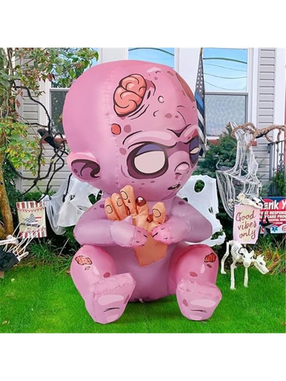 3 FT Halloween Inflatables Zombie Outdoor Decorations Blow Up Yard with - Picture 4 of 7